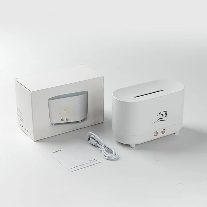 225ML USB Charge Aroma Diffuser Air Humidifier Cool Mist Maker Fogger Led Essential Oil Flame Lamp Diffusor Power-off Protection