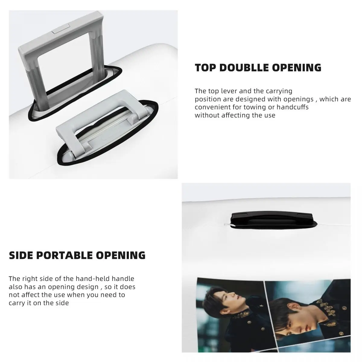 이민호 킹 핸섬 콜라주 여행 가방 커버 보호용 탄성 여행용 수하물 보호 커버 (18-32인치)