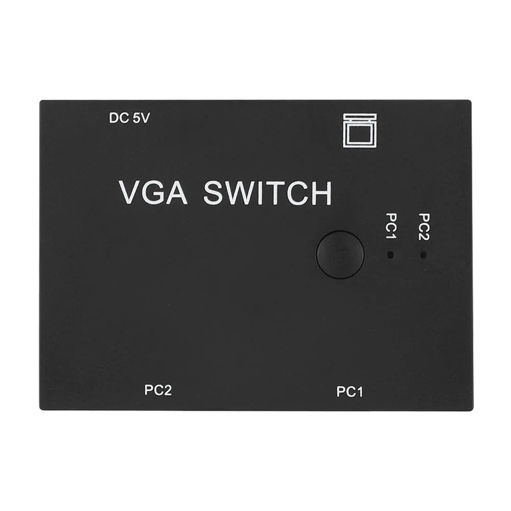 2 Port VGA Splitter Press Button Plug and Play VGA Switch Box 2 In 1 Out Long Distance Video Selector Switcher Host Switch
