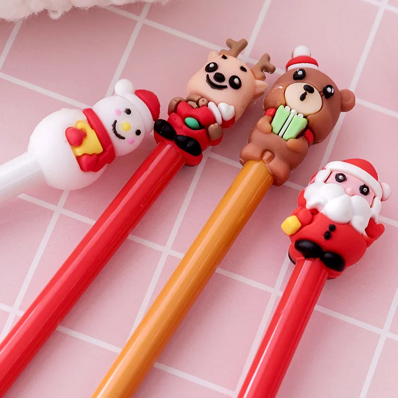 Christmas 2/4pcs 4 Styles Creative Cartoon Cute Santa Claus Signature Pen Christmas Gift Students Learn Stationery Gifts