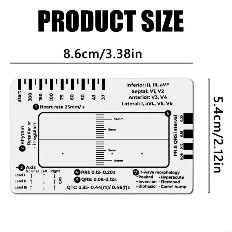 J0MC Electrocardiogram 7 Step Ruler Card для быстрой точной интерпретации данных сердца