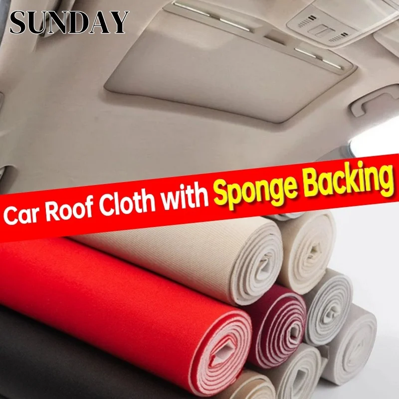 

Car Roof Cloth with Sponge Backing Interior Non-Stick DIY Renovation Car Headliner Repair for Car Plaid Velvet Fabric Upholstery