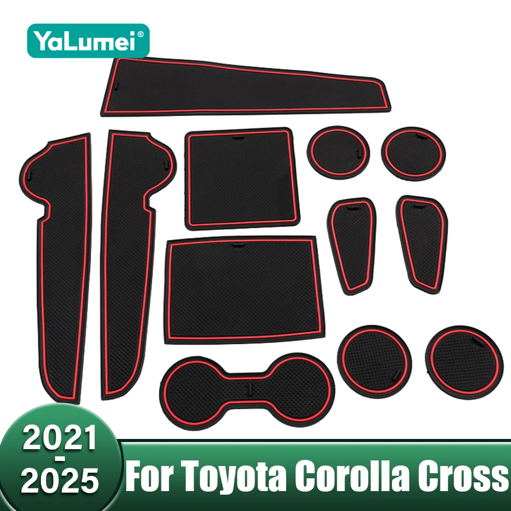 

Car Door Slot Mat Gate Groove Cushion Cup Holder Pads Anti-slip Carpets For Toyota Corolla Cross XG10 2021-2023 2024 2025 Hybrid