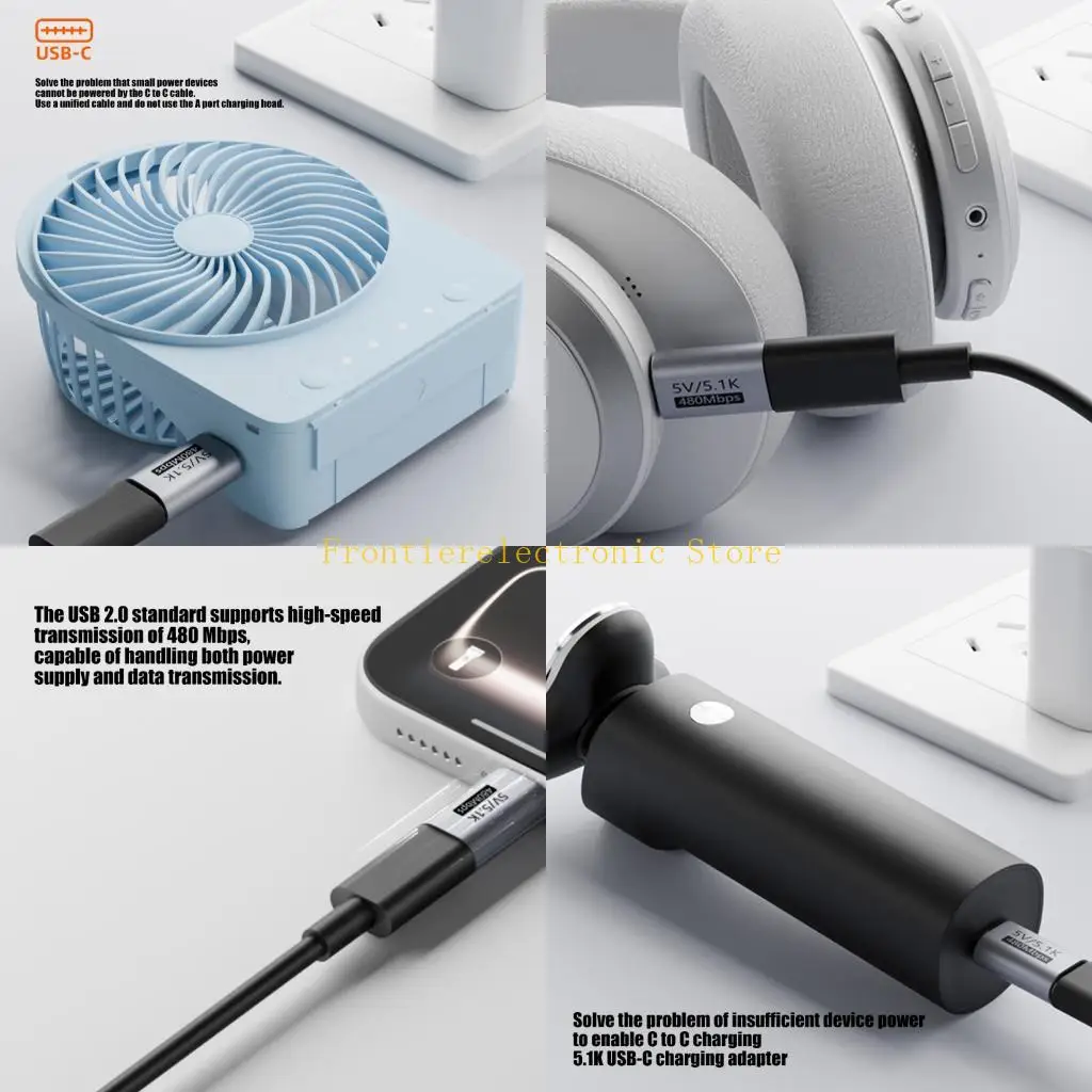 G8DB Metal USB C Male To USB C Female Adapters 5.1K Resistors For Multiple Devices