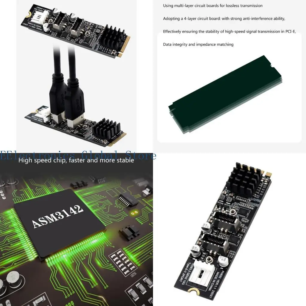 

462B NGFF M.2 NVME PCIE to USB 3.0 Expansion Card High Speed USB 3.0 Expansion Card Connector Desktop Computer Components