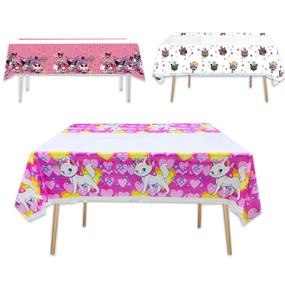 

1pcs/lot Cute Disney Marie Cat Tablecloth Happy Birthday Supplies Decorations Tablecover Baby Shower christmas Plastic Tableware