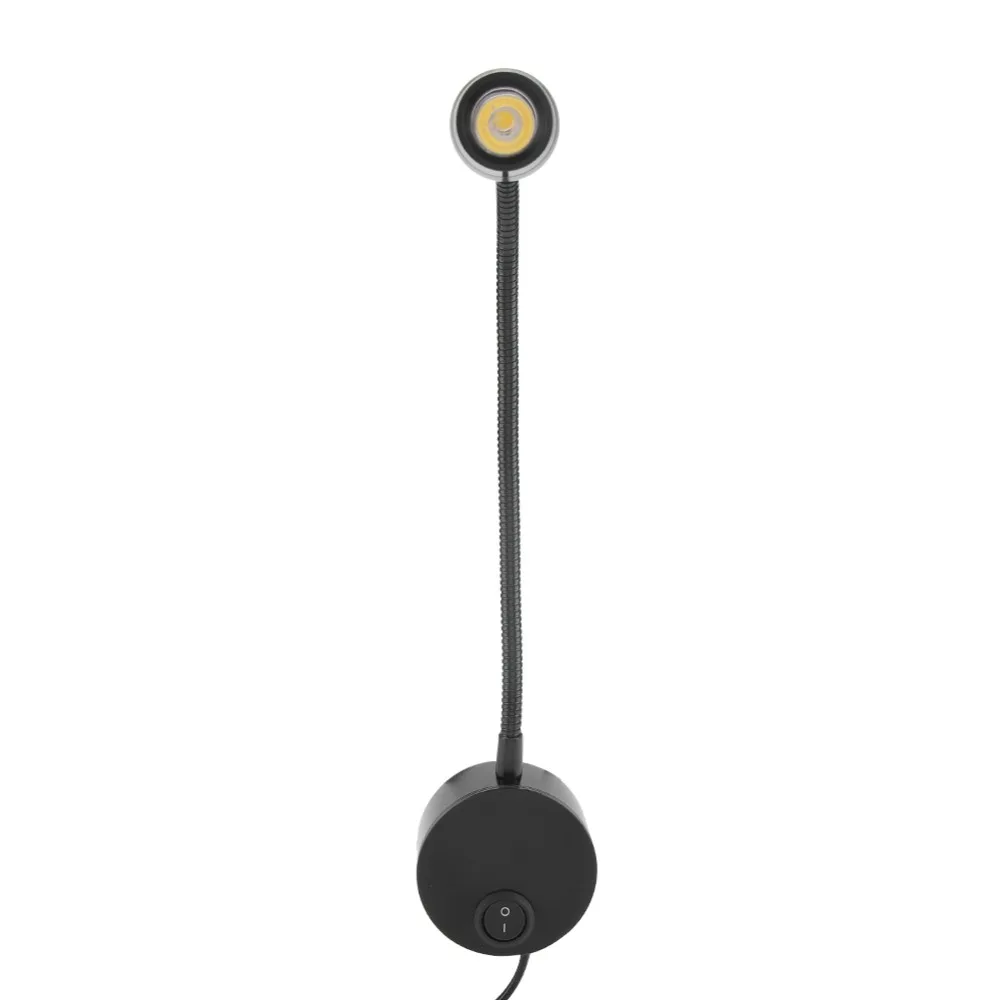 

Durable 3W LED Wall Lamp US Plug AC 85-265V LED Wall Light Black Flexible Gooseneck Wall Mount Lamp Apartment
