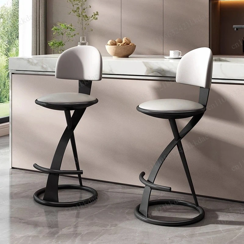 Luxury Modern Bar Stool Minimalist Height Counter Chair with Backrest Premium Kitchen Island Seating for Home Bar Furniture
