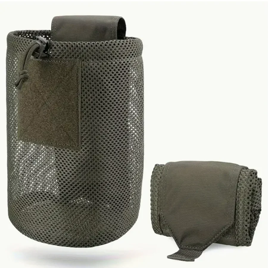 Nylon Mini Roll-Up Mesh Dump Pouch, Foldable Net Pocket for Magazine Storage, EDC Tactical Outdoor Camping Hunting Sports