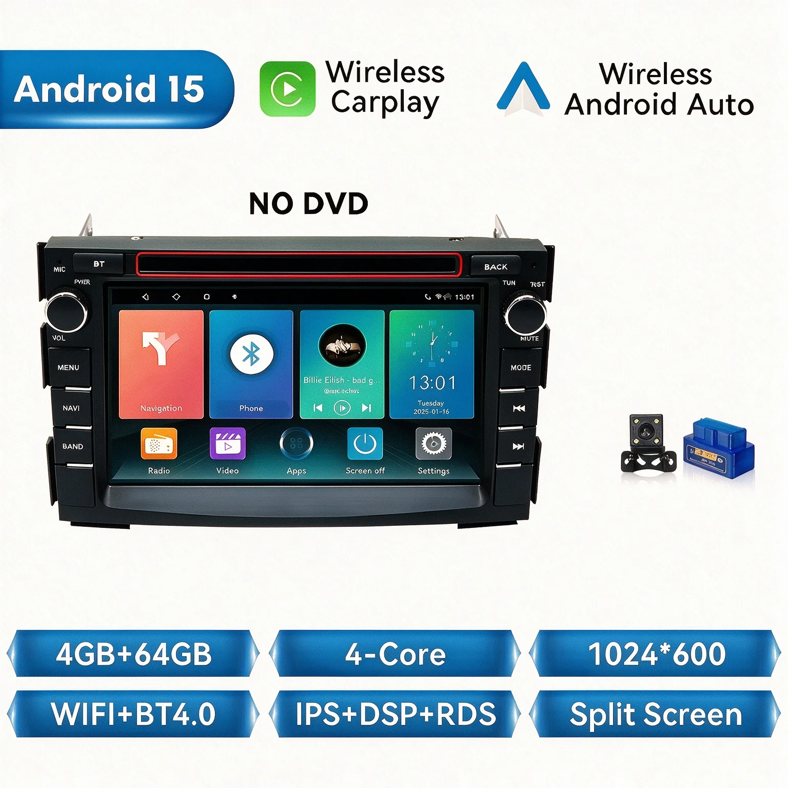 Draadloze Carplay Auto Multimedia Speler Voor Kia Ceed 2010 2011 2012 Venga Android 14 Stereo Radio Geen Dvd Gps Glonass 8 + 128Gb Dsp