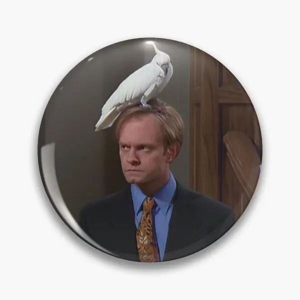 Niles Crane And Baby The Bird  Soft Button Pin Cute Creative Clothes Fashion Brooch Women Collar Hat Decor Funny Metal Badge