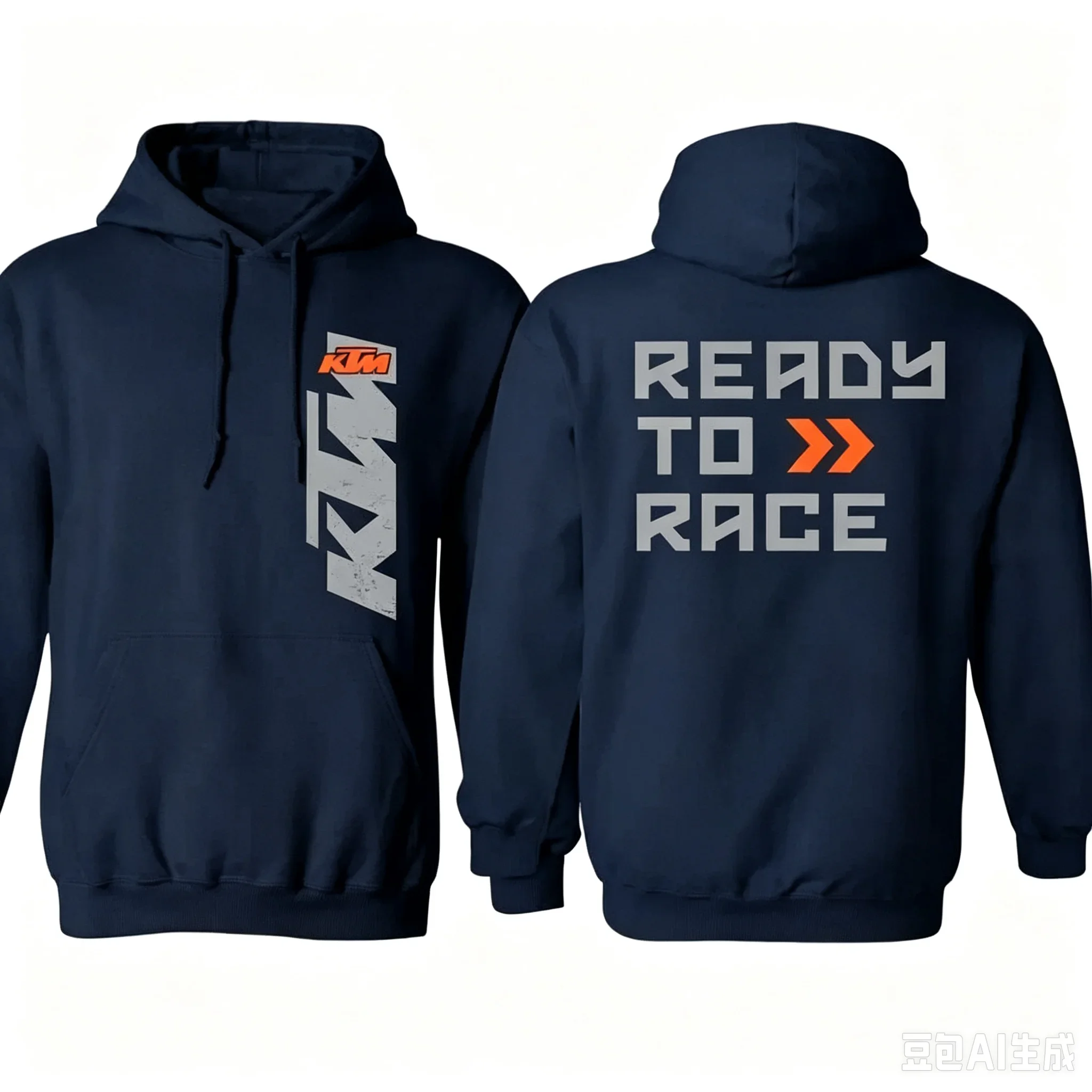 Sudadera con Capucha KTM Racing para Hombre, Diseño Gráfico de Motocicleta Listo para Competir, Estampado Frontal y Trasero, Ropa Urbana para Motociclistas, Sudadera de Forro Polar para Otoño Invierno