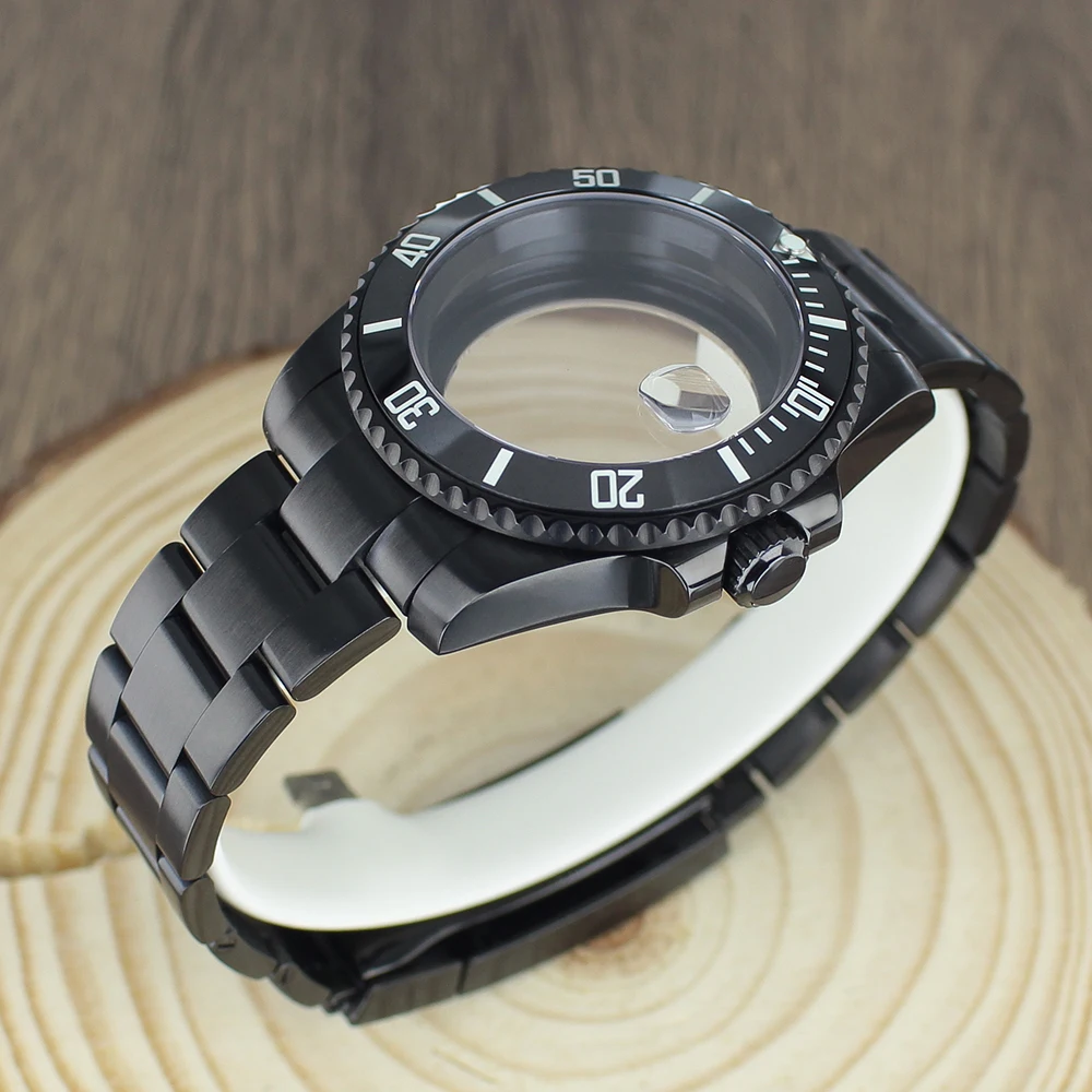 120 clicks Bezel 40mm NH35 Accessories Watch Case bands Sapphire for NH35 NH36 NH34 8215 Eta 2824 PT5000 Black SUB Ceramic bezel