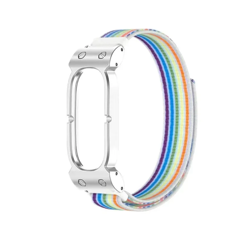 Premium Trail Loop Nylon Strap With Metal Armor Protective Frame For Google Fitbit Air Adjustable Sport Replacement Wrist Bands