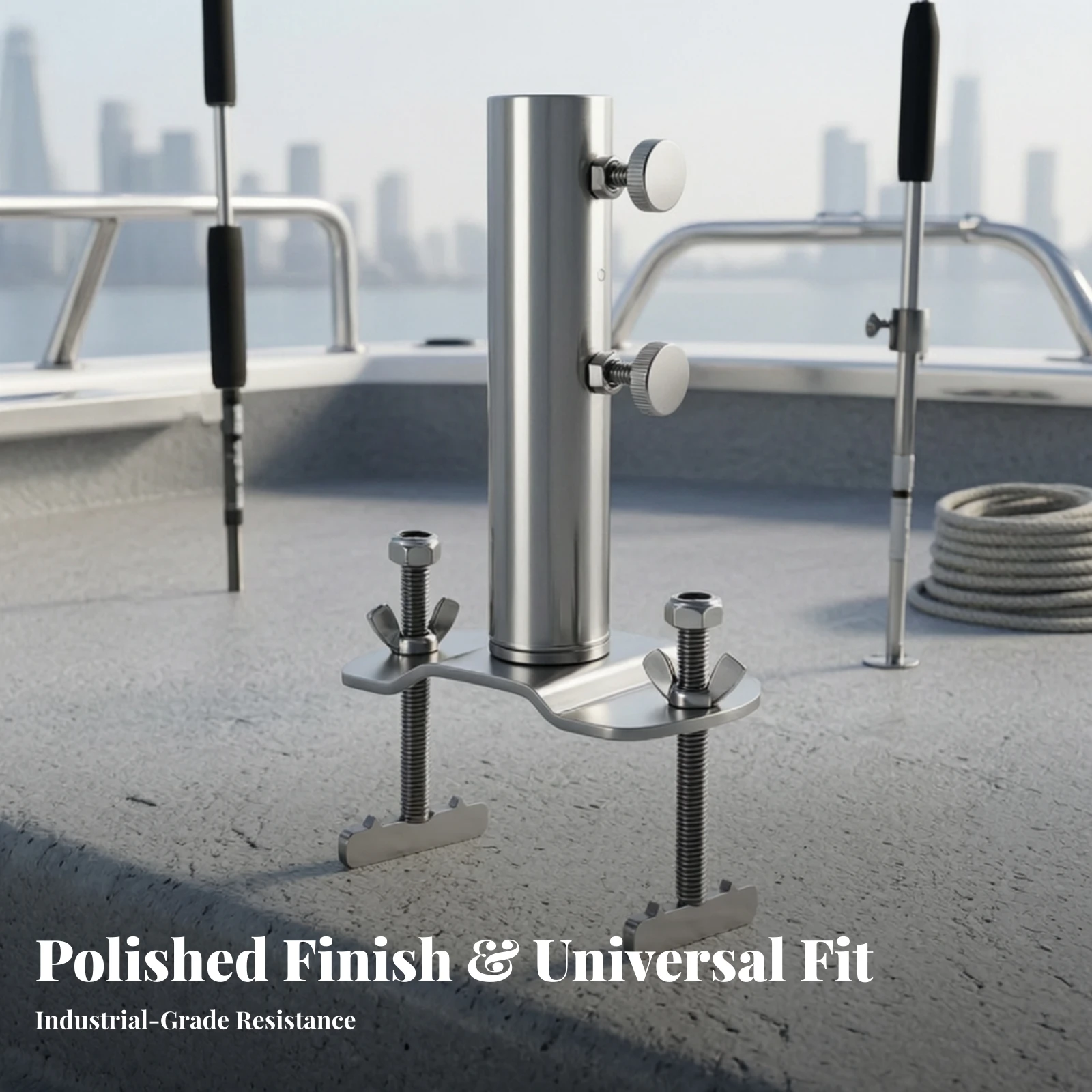 Fishing Umbrella Holder Heavy-Duty Umbrella Holder with Clamp Hardware Rust-Resistant Stable for Anglers, Bridge Board