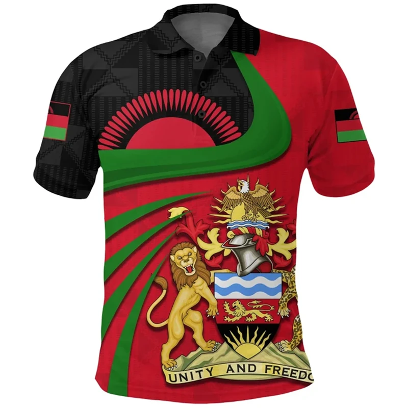 Malawi Flag Map 3D Printed Polo Shirt Malawians National Emblem Tee Shirts Africa Cloting Short Sleeve Male Jersey Casual Tops