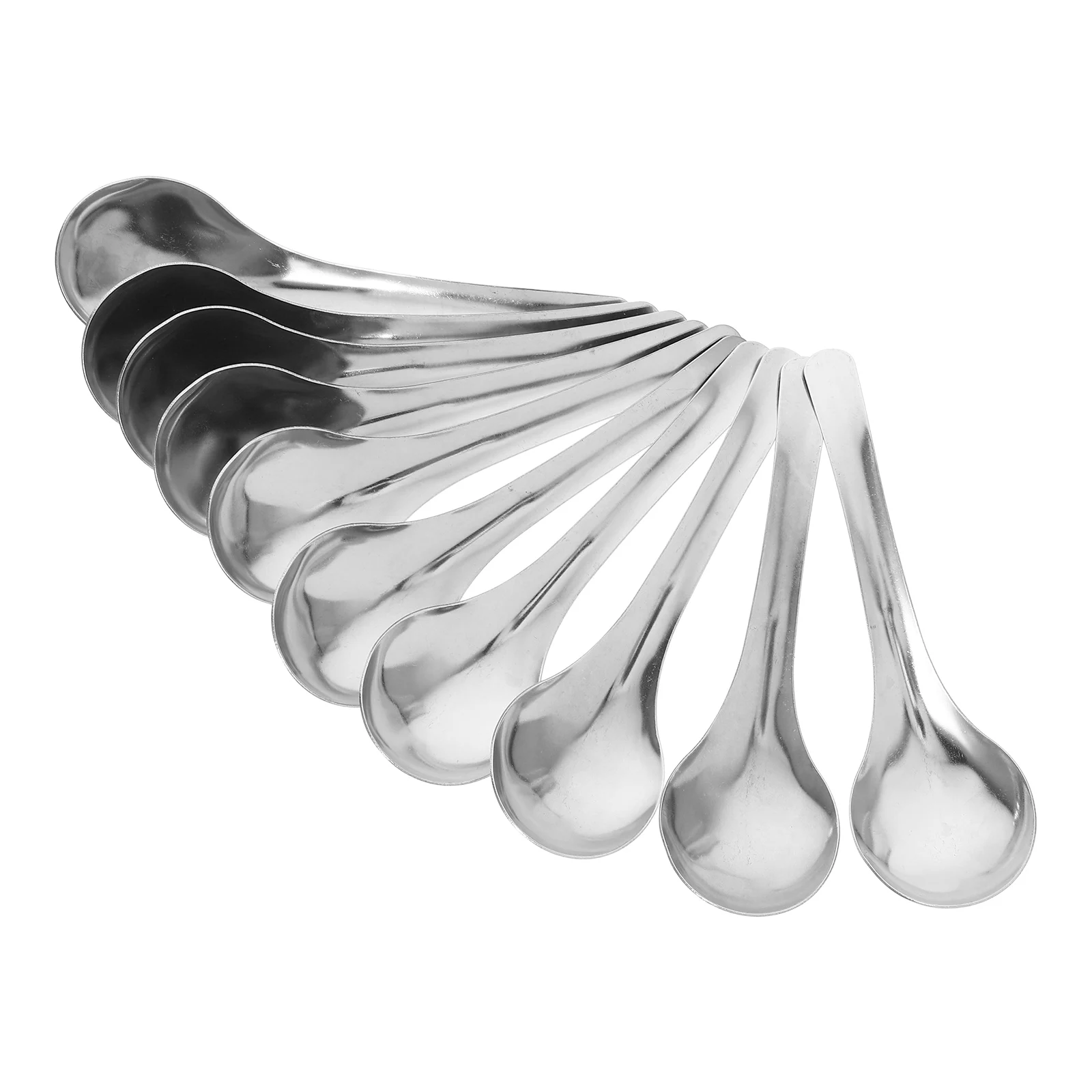 

10pcs Stainless Steel Soup Spoons 201 Durable Elegant Design For Family Dining Asian Ramen Pho Noodle Dessert Cereal Mixing