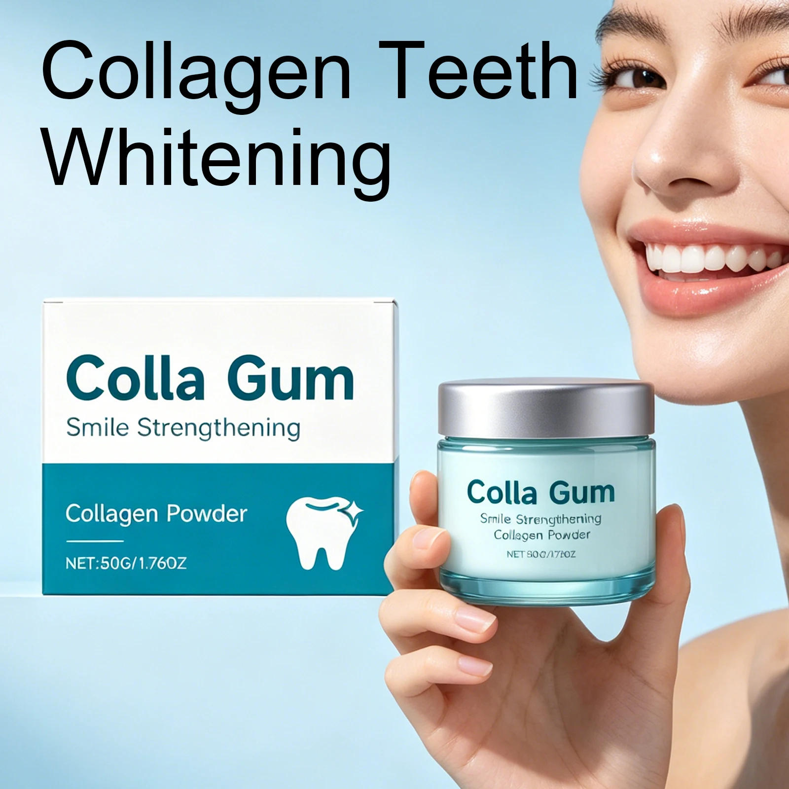 50g Collagen Tooth Powder Remineralizing Gentle Brightening Gum Care Improve Plaque Stains Fresh Breath Enamel Repair