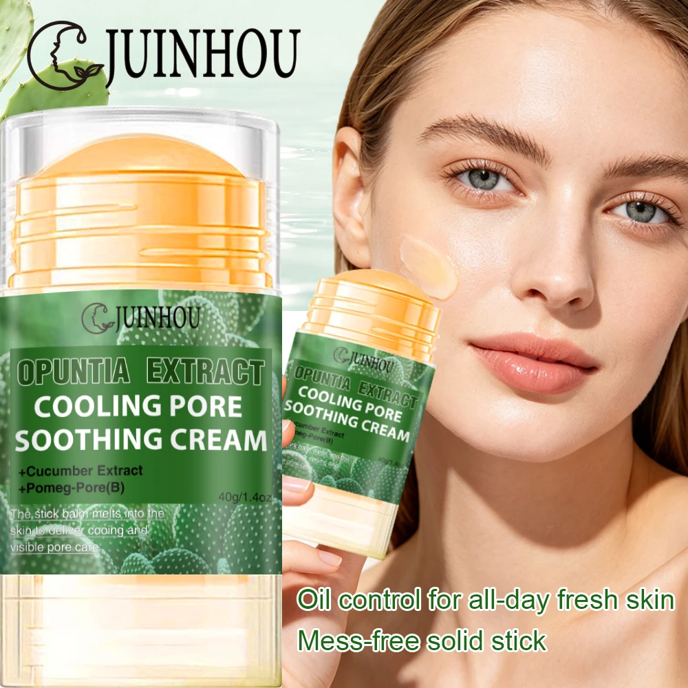 JUINHOU 40g Portable Facial Cream Stick Cactus Extract Hydrating Moisturizer Anti Dryness For Daily Skin Care Reduce Rough Skin