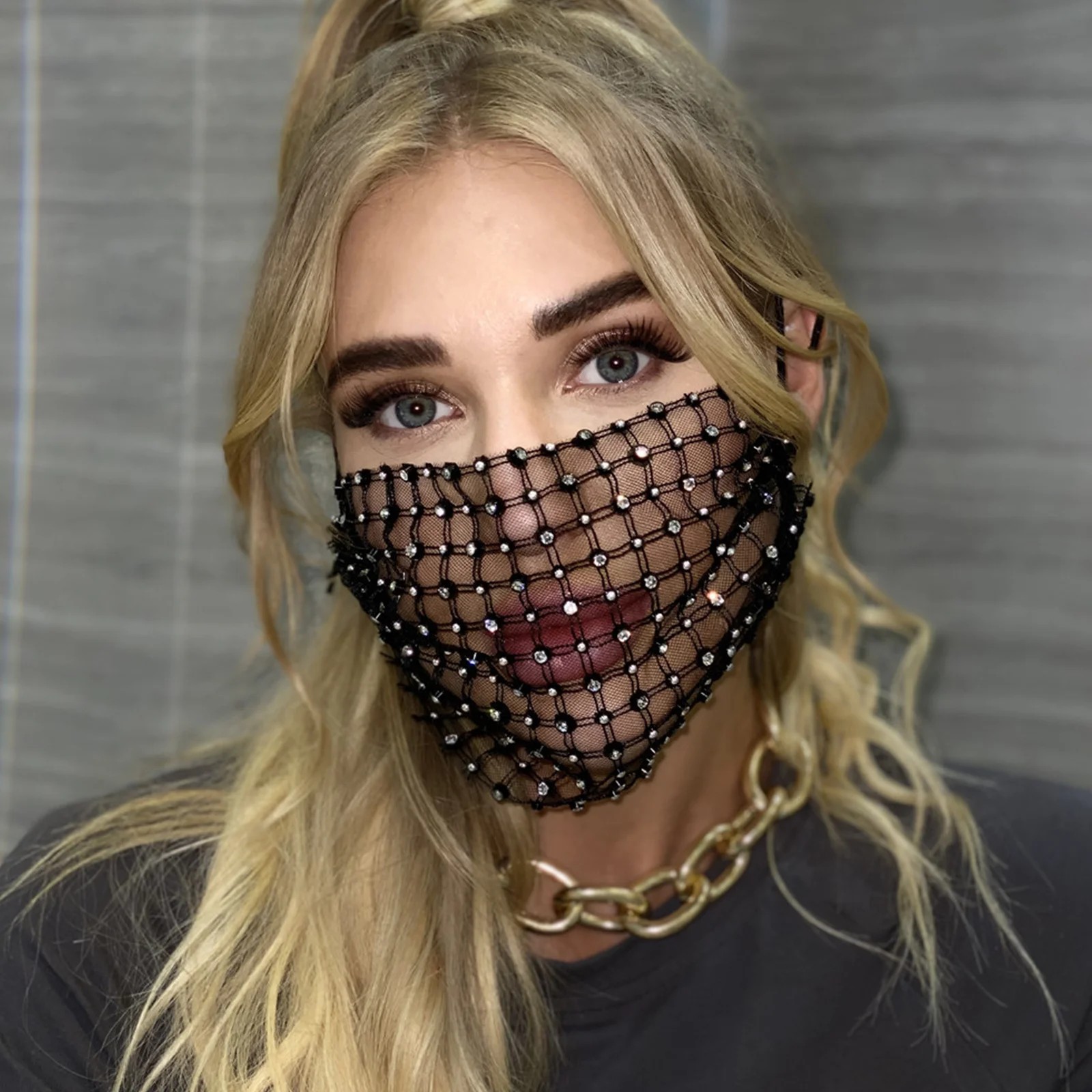 1 Buah Masker Wajah Berhias Berlian Imitasi untuk Festival Pesta, Kerudung Dekoratif dari Benang Jala, Kostum, Ornamen Wajah, Penutup Wajah Dekoratif