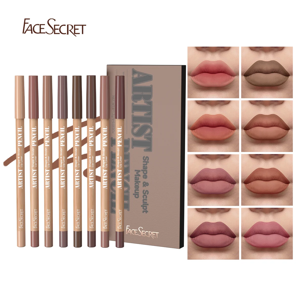 8 unids/set cara SecretLip Liner Set 8 colores impermeable mate duradero Color desnudo lápiz labial lápiz labial marrón delineador de labios lápiz labial