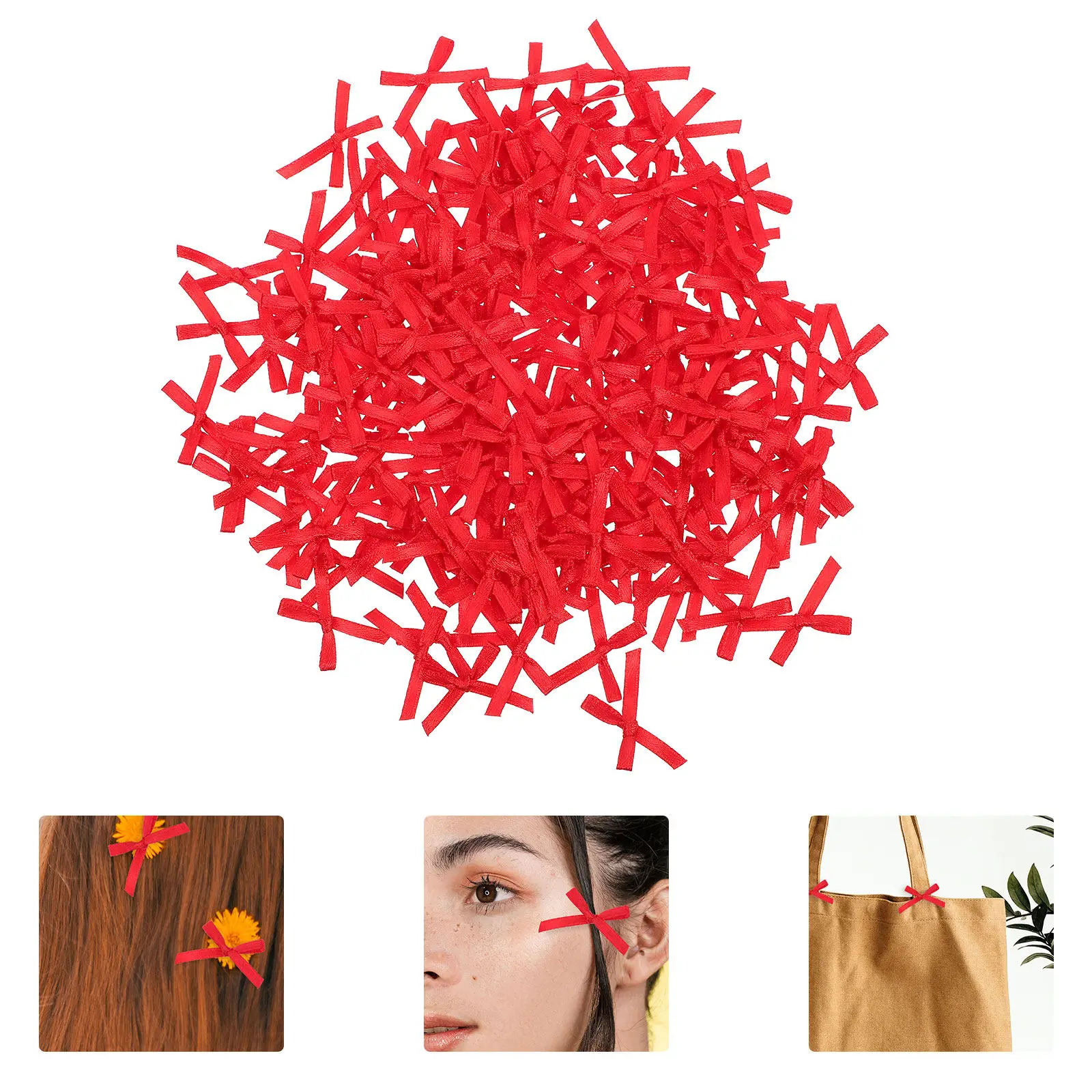 200 pièces de petits nœuds décoratifs, nœuds en tissu au design original, pour accessoires de coiffure, broches et ornements de cheveux.