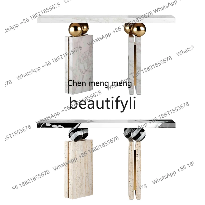 Italian minimalist marble entrance table Modern minimalist case end view table Light luxury entrance table