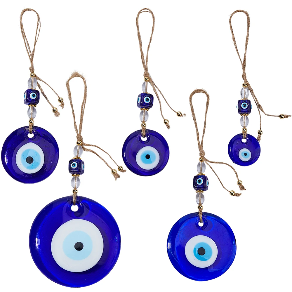 

5Pcs Handmade Lampwork Hanging Ornaments Eye Blue 150~195mm