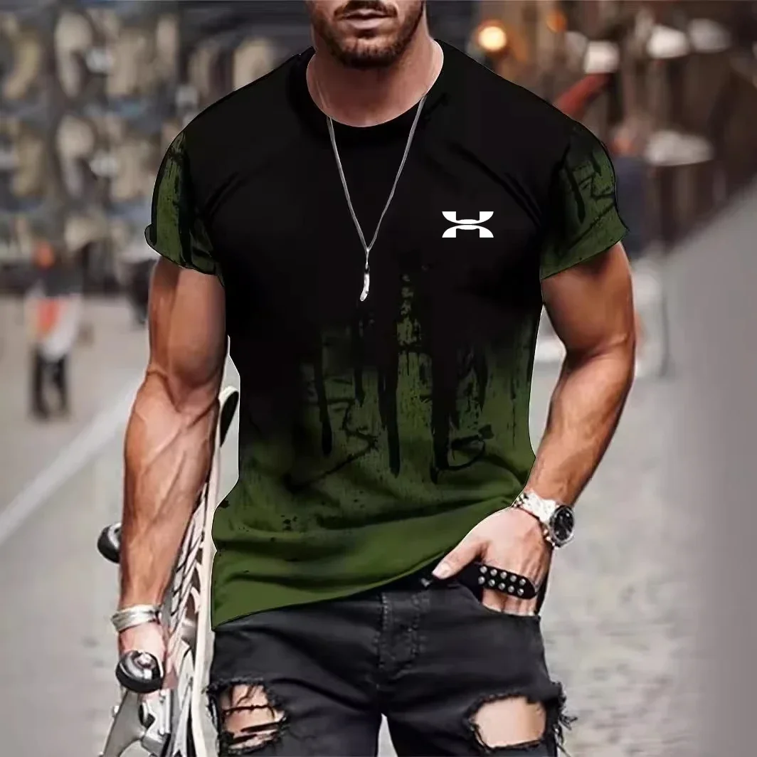 3D 인쇄 단순한 성격 하라주쿠 거리 야외 일일 빠른 건조 통기성 스포츠 남성 플러스 사이즈 라운드 넥 티셔츠