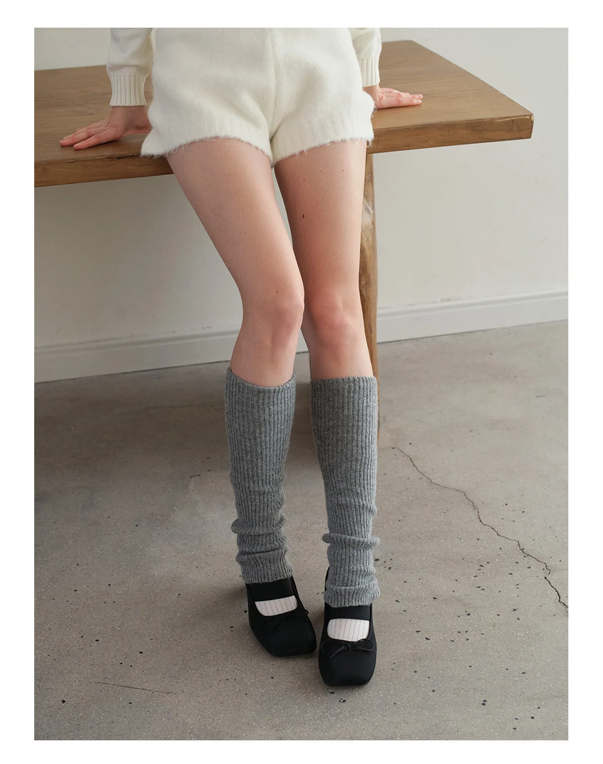 Calentadores de piernas de ballet de punto de mezcla de lana para mujer Calcetines cálidos de invierno con estribo para yoga y danza en capas