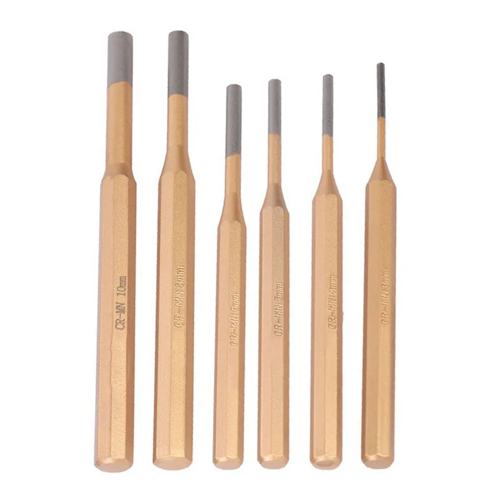 

6Pcs Cylindrical Punch Steel Punching Center Round Chisel Hand Tool Percussion Punch Fitter Special Punch 3 4 5 6 8 10mm