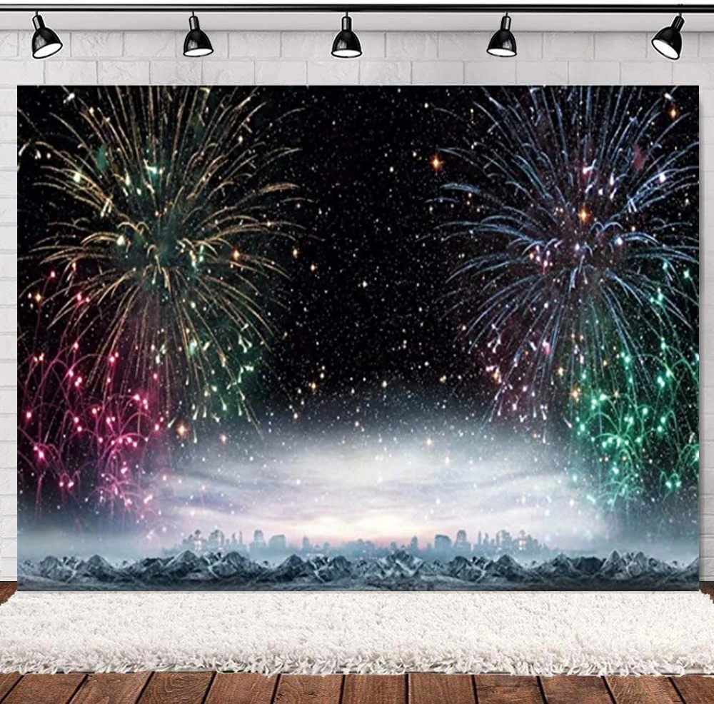 การถ่ายภาพฉากหลังCity Nightดอกไม้ไฟฉลองเทศกาลMidnight Cityscapeพื้นหลังParty Decorถ่ายภาพโปสเตอร์