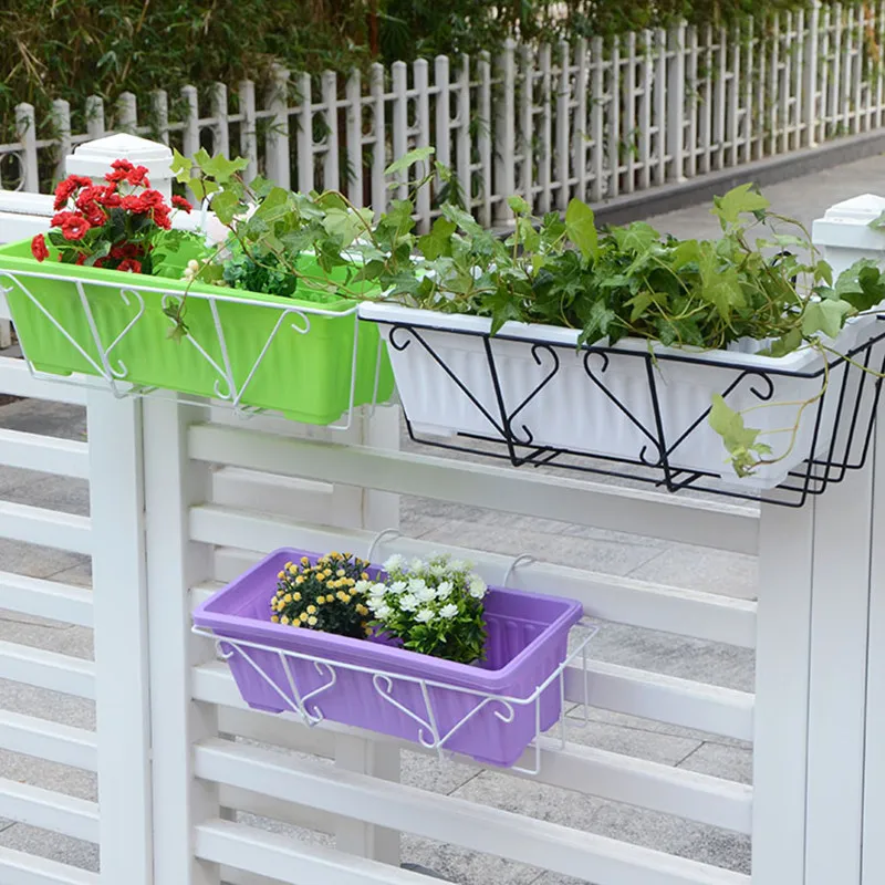 1PC 32x10.5x11cm Recycle Hardable Hanging Shelf Basket Hooks Balcony Succulent Plant Mini Pot Holder Railing Shelf