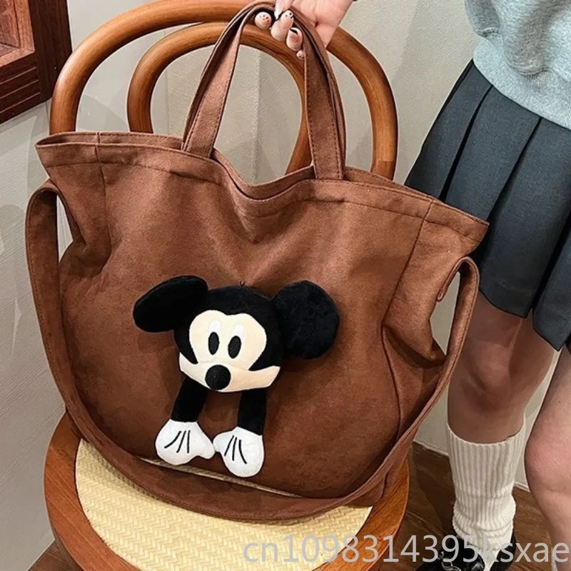 Design-Einkaufstasche mit Mickey-Print, großes Fassungsvermögen, Retro-Umhängetasche für den täglichen Weg zur Arbeit, Schule, Herbst und Winter, Damen