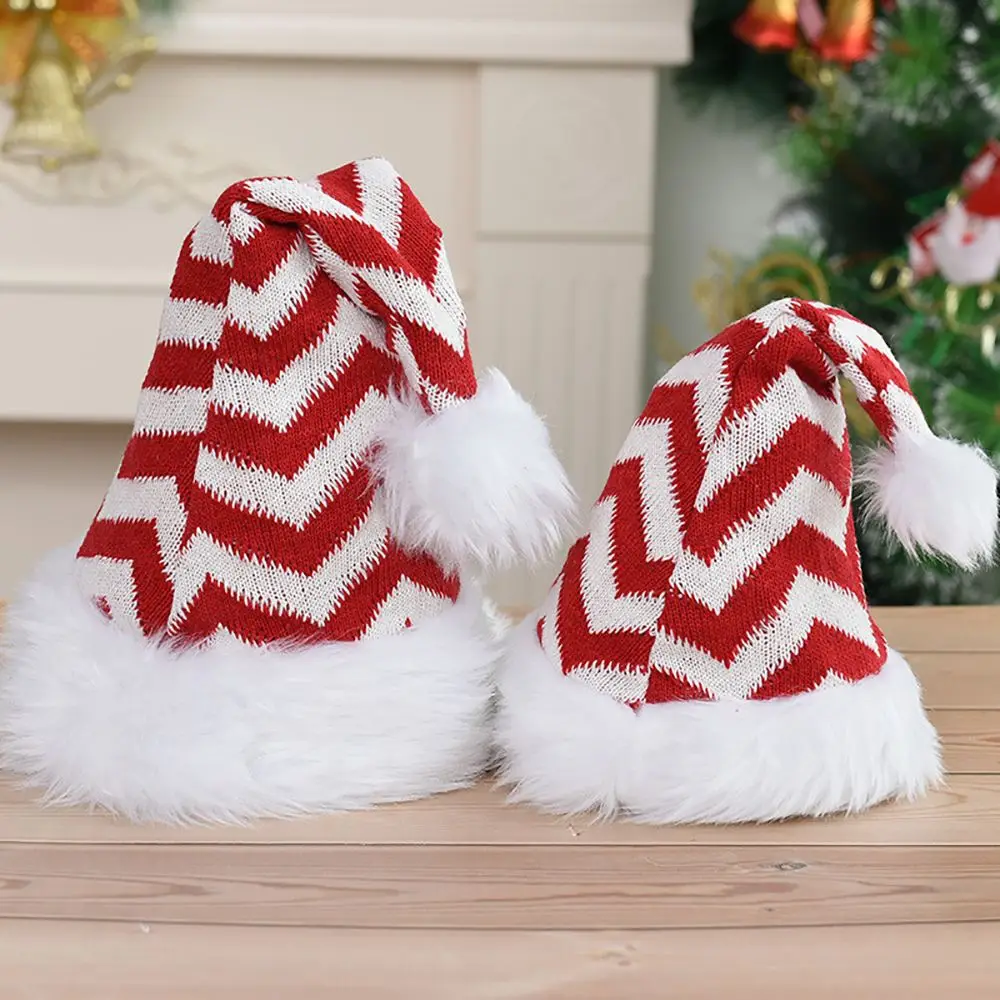 Party Supplies Soft  Snowflake Stripe  Adult Children Hat Santa Claus Hat Warm Cap Christmas Hat