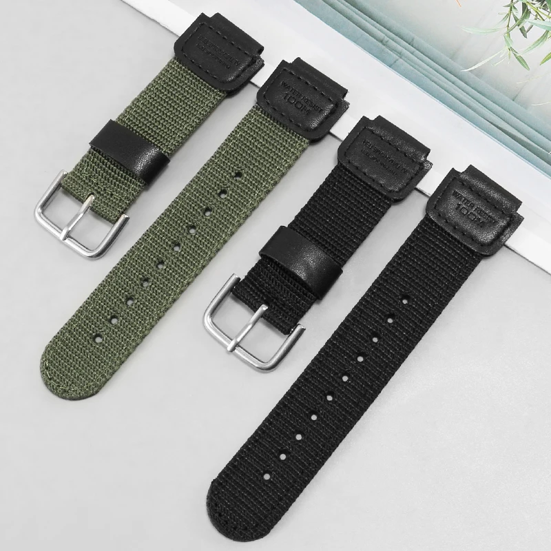 Canvas Watch Strap Substitute AE-1200 1300MRW-200/AQ-S810 SGW300/400 Series Convex Interface Nylon Watchband 24-16mm