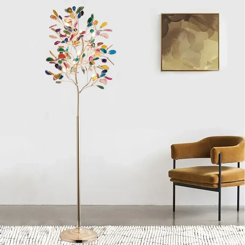 

Luxury Colorful Agate Floor Lamp for Living Room Creative Agate Tree Shaped Modern Standing Lamp Vertical Table Sofa Lamp