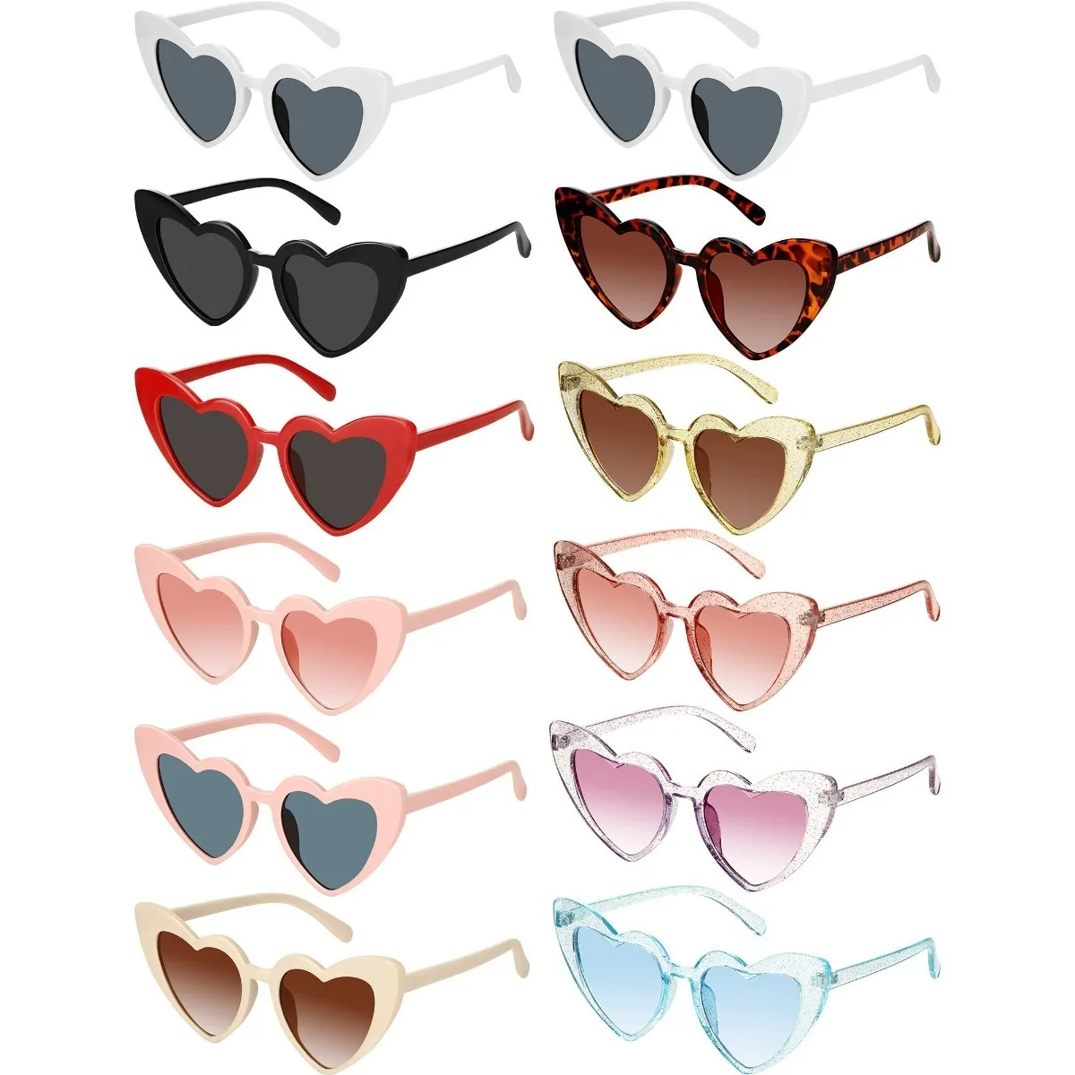 

1 Pairs Heart Shaped Frameless Sunglasses Transparent Candy Color Glasses Eyewear Bachelorette Party Favors Photo Booth Props