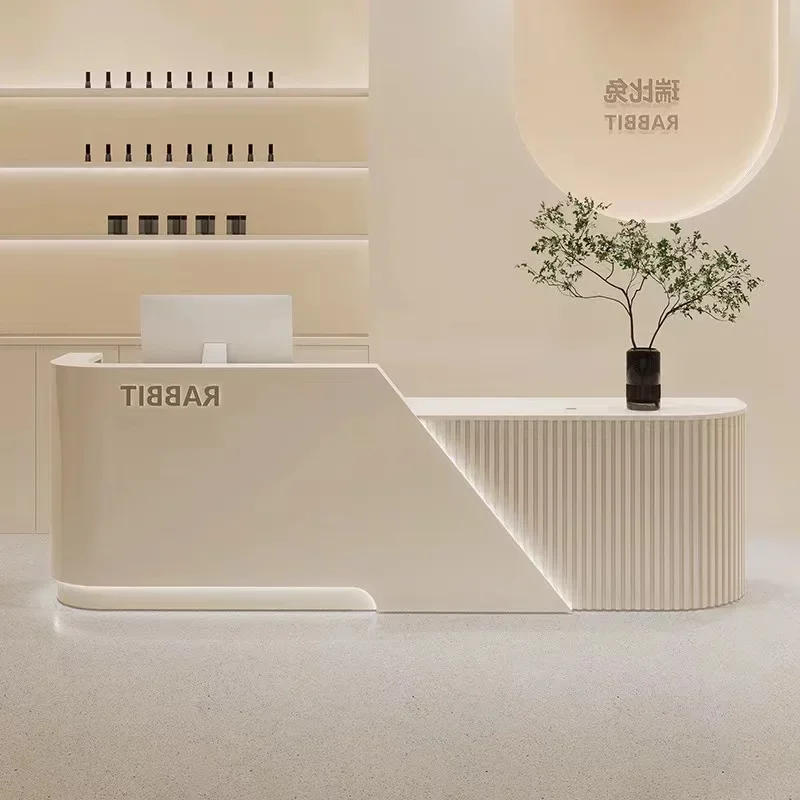 

Custom Color Size Led Front Desk Modern Minimalist Marble Cash Register Beauty Salon Bar Reception Desk