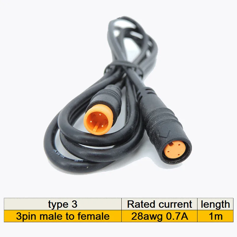M8 Wasserdichter 3-Pin Elektrofahrrad-Verbindungsstecker Männlich Weiblich 3-Pin-Stecker Ebike Roller Bremskabel 24AWG 28AWG M20