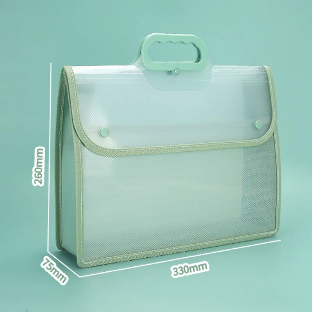 New PP File Pocket Flip Cover Transparent File Bag Portable Large Capacity Document Bag School Office Supplies