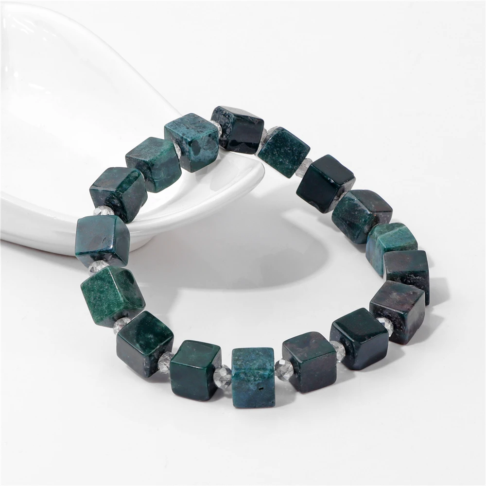 Square Bracelet With Glass Spacer Beads Moss Agates Opal Turquois Lapis Lazuli Imperial Stone Bracelet Jewelry Gifts For Women