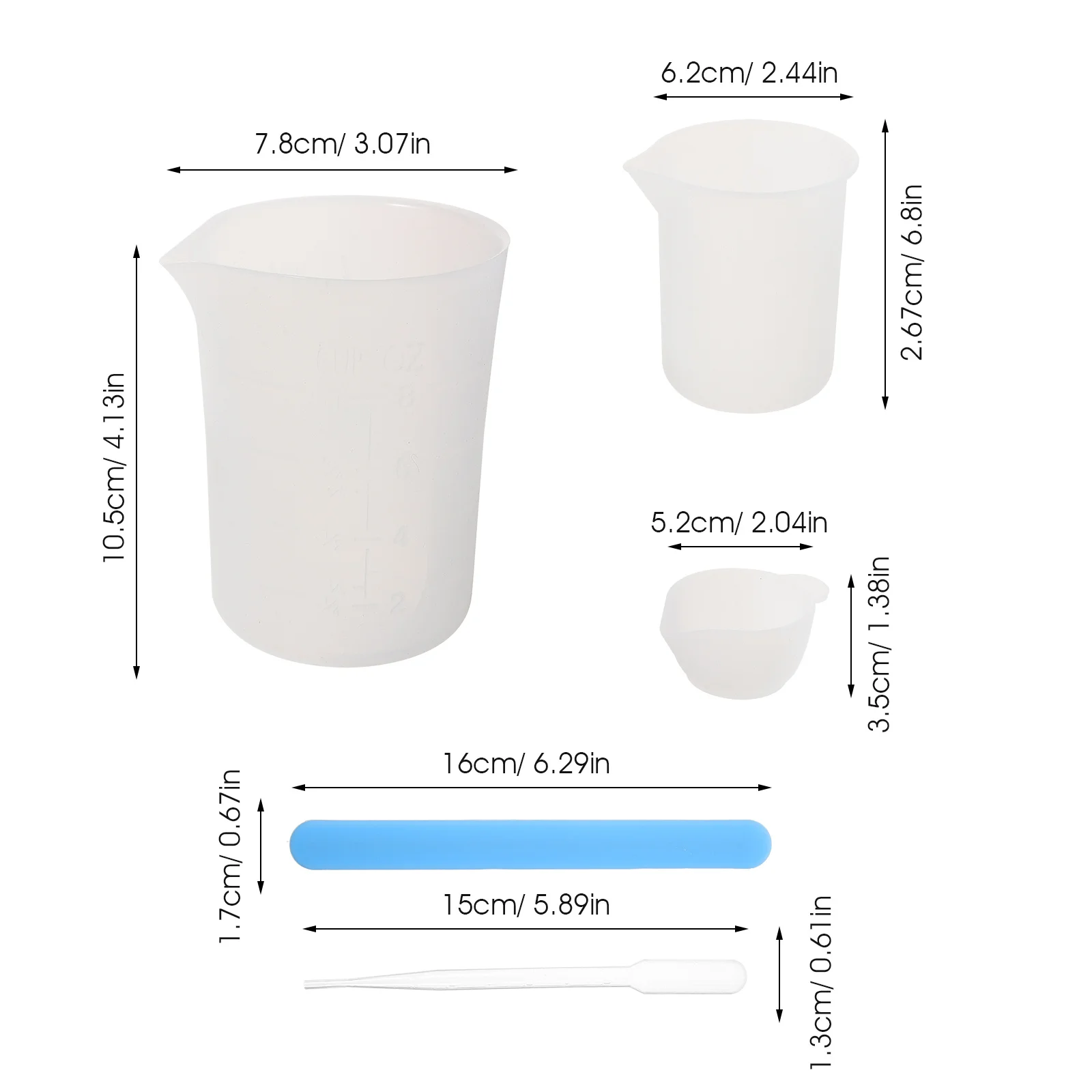 1Set Epoxy Resin Measuring Cups Convenient Dispensing Cups for DIY Crafts Precise Smooth Specular Gloss Mixing Sticks Set