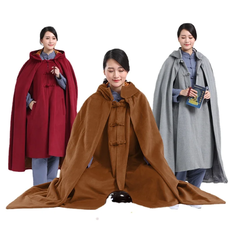 

Winter Thickened Velvet Padded Long Monk Masterfor Meditation Meditation Cloak Monk Costume Men and Women Same Style