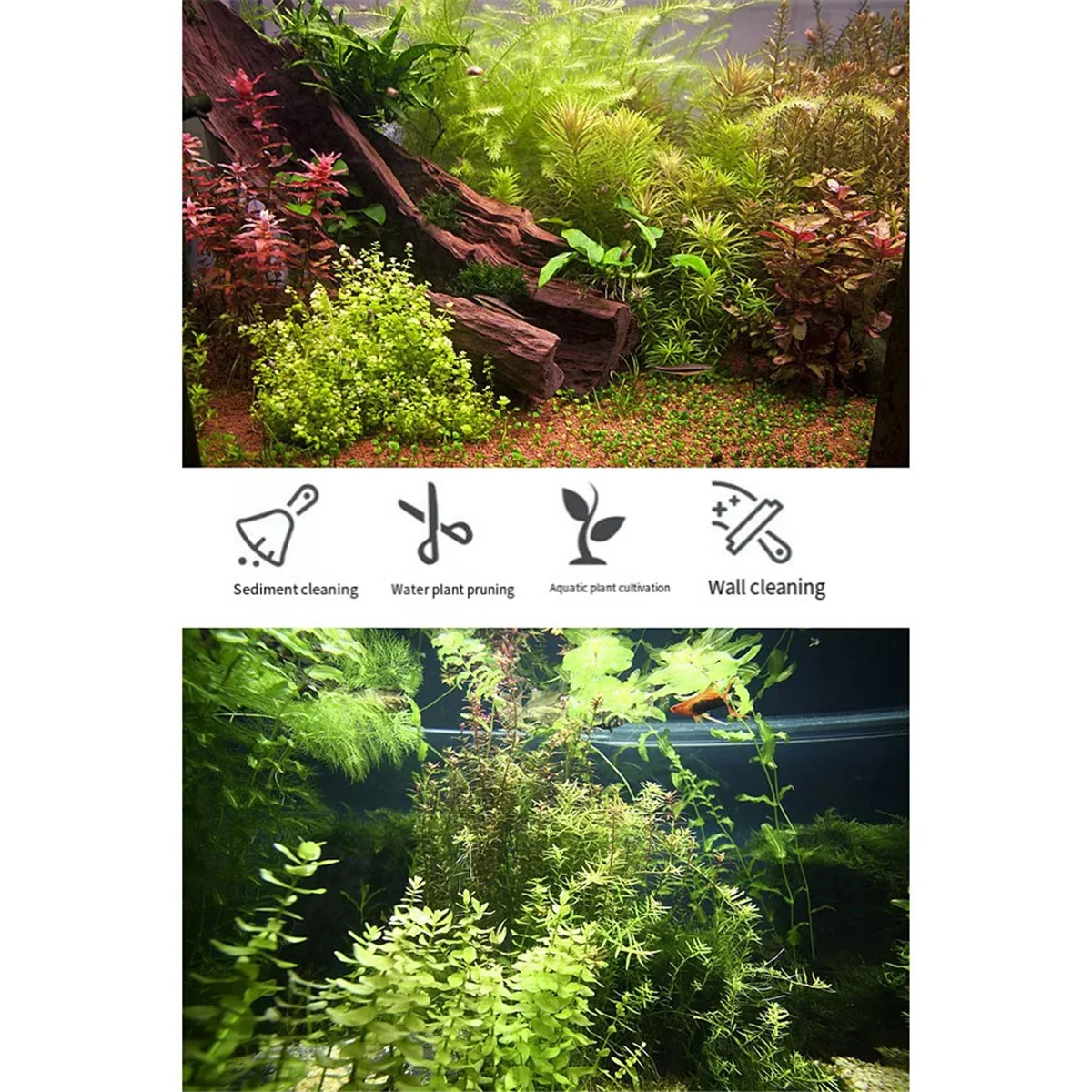 L33A_2 قطعة 48 سنتيمتر ملاقط من الفولاذ المقاوم للصدأ خزان الأسماك النباتات المائية حوض السمك أداة نبات المياه منحني كماشة تغذية ملقط