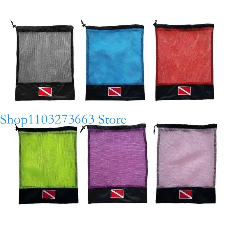 R6FE Scubas Snorkel Gear Goggles Handbag Swimming Dive Mesh Bags Fast Drying Dive Storage Drawstring Mesh Bag - Image 2