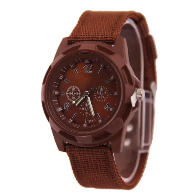 Men Green Watch Male Quartz Watches Fabric Canvas Strap Casual Cool Men's Sport Round Dial Relojes Hot Sale Wristwatch