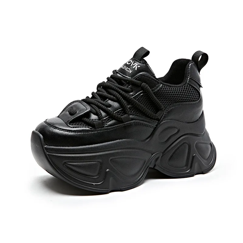 

9cm Platform Wedge Sneakers Chunky Genuine Leather Women Summer Shoes Spring Autumn Walking Sneakers Vulcanize Fashion 34-40