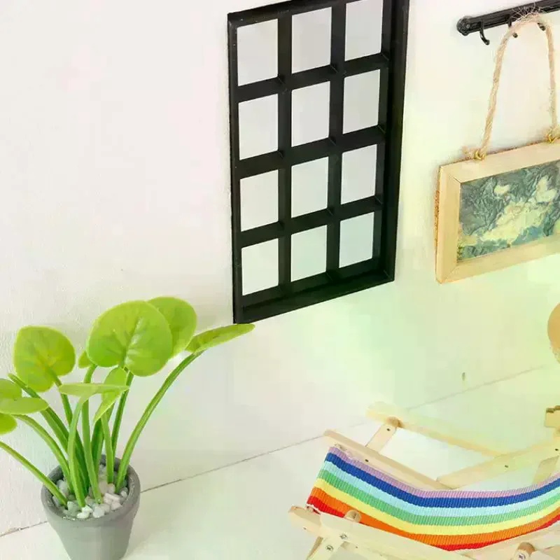 1/12 Dollhouse Simulation Wood Window Frame Model Dollhouse Furniture Decoration Dolls House Micro Scene Accessories