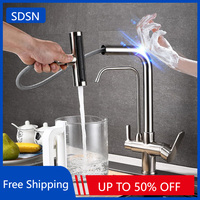 Brushed Nickel Touch Filter Waterfall Kitchen Faucet with Pull Down Hot Cold Kitchen Sink Tap Smart Touch on Kitchen Faucets